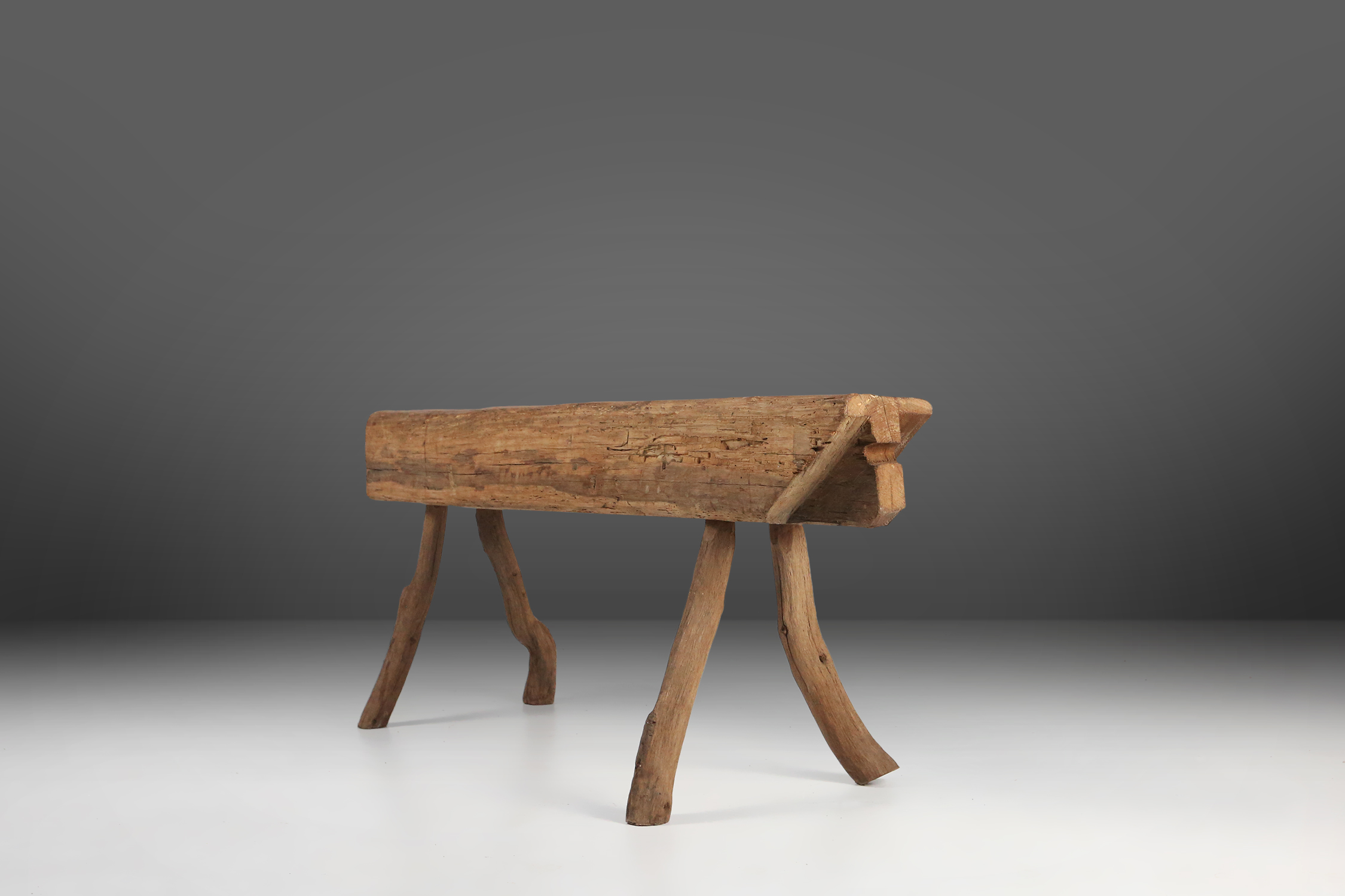 Rustic Tree Trunk Bench, France, 1850sthumbnail